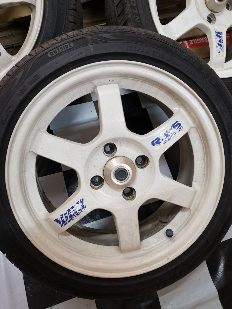 Rim TE37 15 6.5JJ ET35 Original Japan siap center cap type B, Auto
