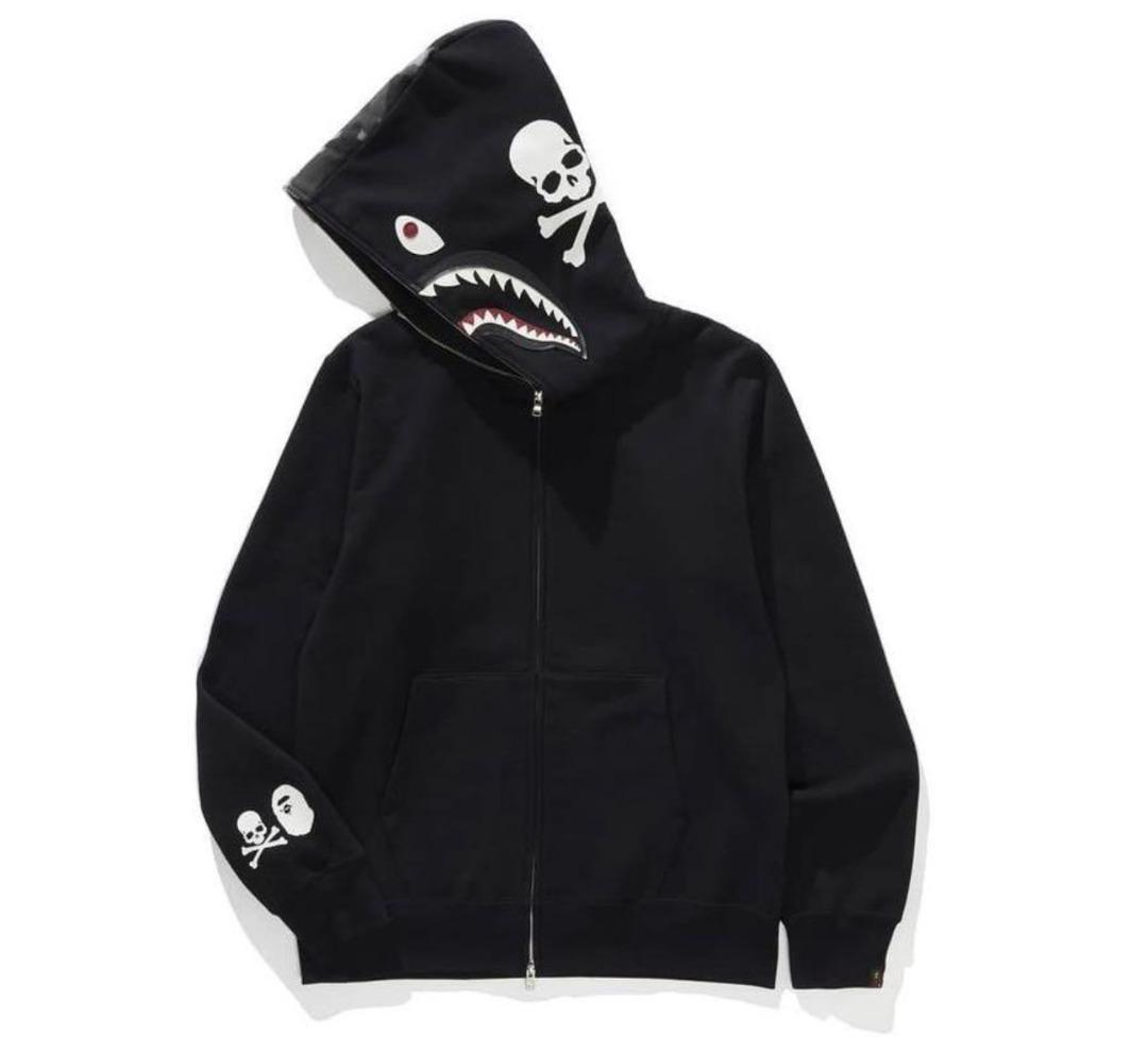 BAPE x NBHD Hoodies Jackets skull black gold hoodie Coats Clothing M~3XL