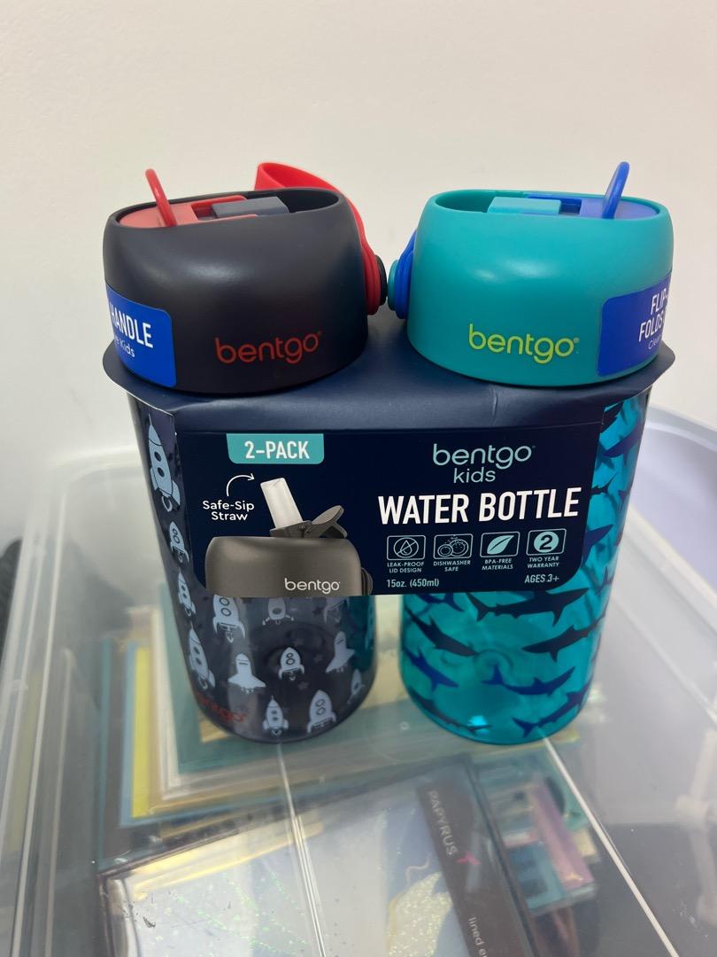 Bentgo (2) 15-oz Kids' Prints Water Bottles ,Blue