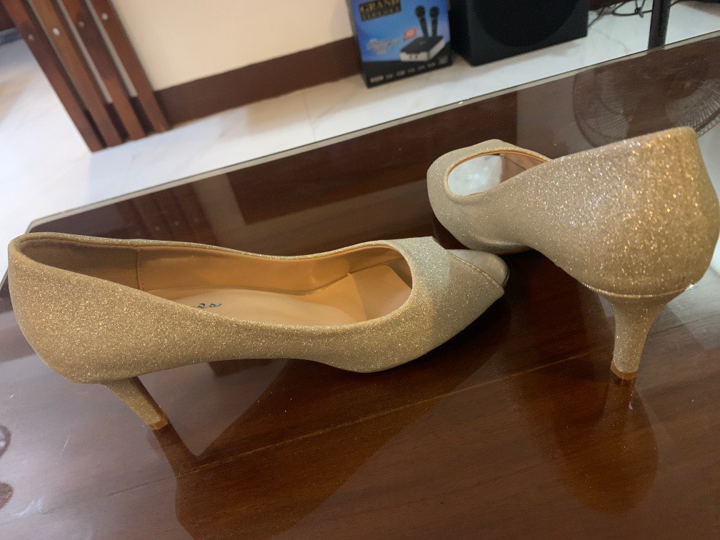 Silver Gold 2 inches heels shors formal evening party size 38 shoes