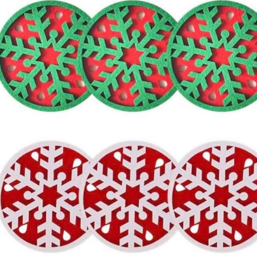 Snowflake Felt Coaster Set of 6 (Category: Other Kitchenware & Tableware) located in Quezon City. Submitted by jcolmenar (Listing ID 1184935818, Image 2). Description: On hand / Brand new / 6pcs per pack / Material is felt / Great for your Holiday tablescape! ❄️.