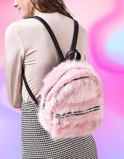 STRADIVARIUS Fur Pink Mini Bagpack