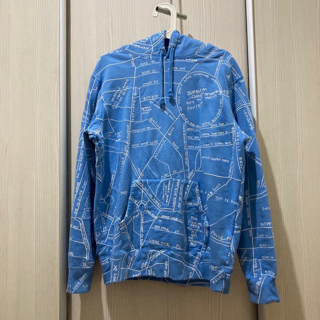 Supreme Gonz Embroidered Map Hooded Sweatshirt, 他的時尚, 上身及