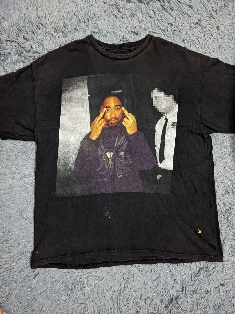 Baju TUPAC Middle Finger, Men's Fashion, Tops & Sets, Tshirts & Polo ...