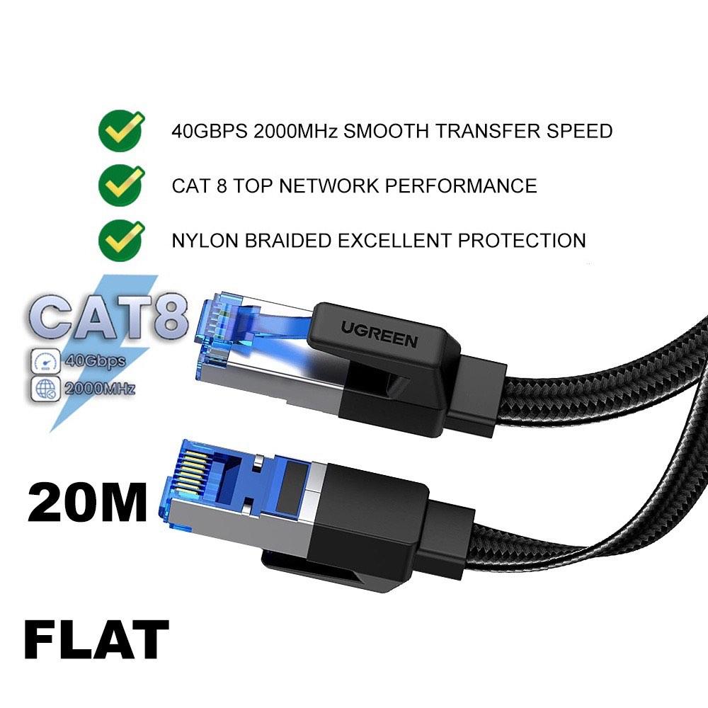 UGREEN Ethernet Cable CAT8 40Gbps 2000MHz CAT 8 Networking Nylon