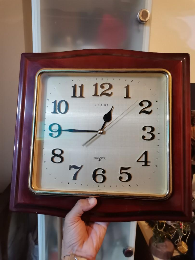 Wall Clock made of wood by Seiko Quartz, Furniture & Home Living, Home