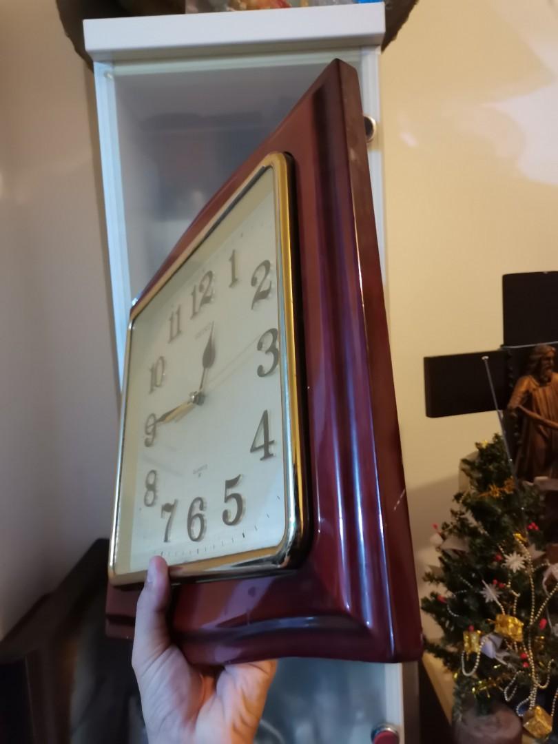 Wall Clock made of wood by Seiko Quartz, Furniture & Home Living, Home