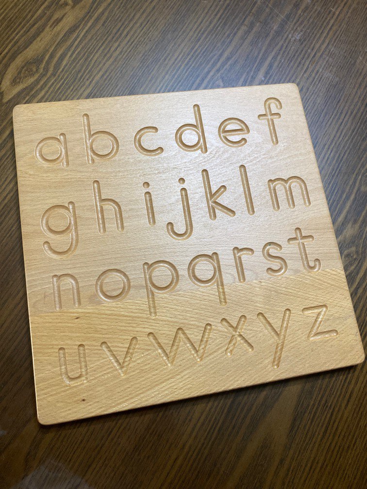 WOODEN ALPHABET TRACING BOARD, Babies & Kids, Infant Playtime on Carousell