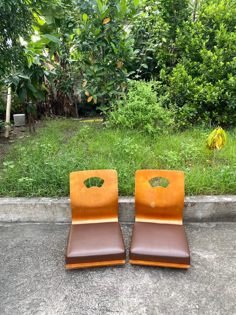 wooden floor chairs leather seat cushion, Furniture & Home Living, Home Decor, Other Home Decor