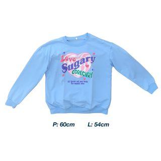Y2k graphic sweater crewneck baby blue biru