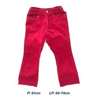 Y2k red cutbray corduroy pants