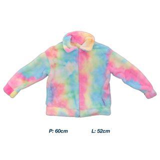 Y2k sherpa fur jacket pastel colorfull
