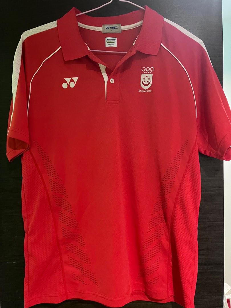Yonex Team Singapore SEA Games Polo Red, Men's Fashion, Tops & Sets