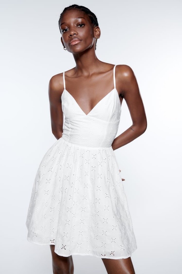 ZARA White Embroidered Dress, Women's Fashion, Dresses & Sets, Dresses