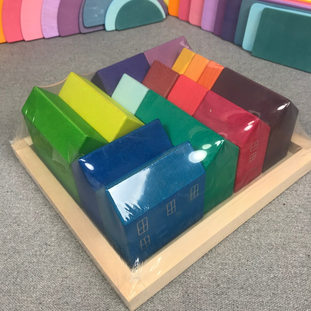 15 Pcs Wooden Stackable House Building Block for Kids, Hobbies & Toys