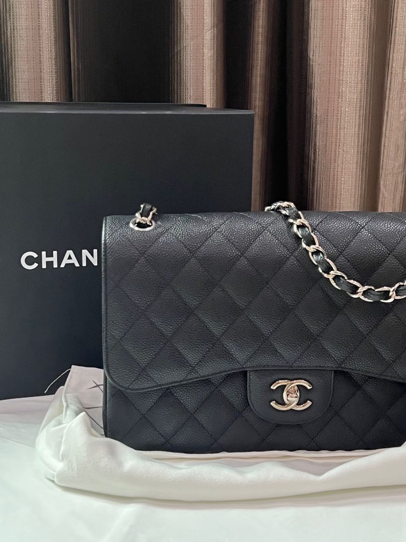 Chanel jumbo black new arrivals caviar silver hardware