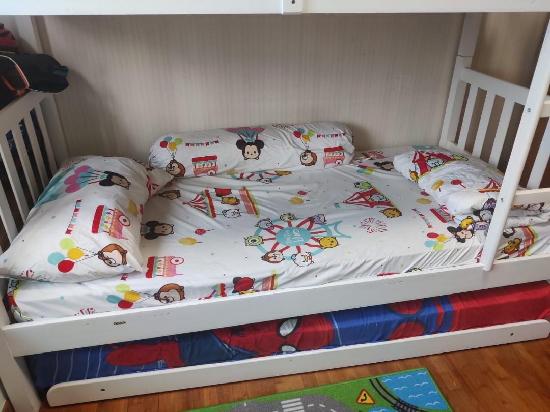 3 layer bunk bed, Furniture & Home Living, Bedding & Towels on Carousell