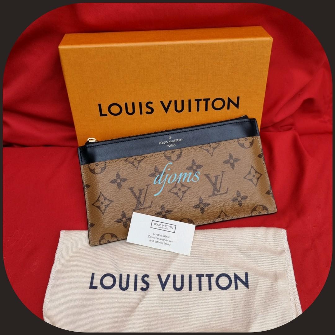 Louis Vuitton Brown Monogram Reverse Slim Purse Leather Cloth Pony