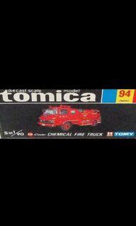 ©️ TOMICA 1.90 #94j Red UD Condor FUSO Fire Truck Die-cast Metal Made In Japan Vintage MIB Working Features Fri SEPTEMBER 16,2022 POSTCARD ONLY