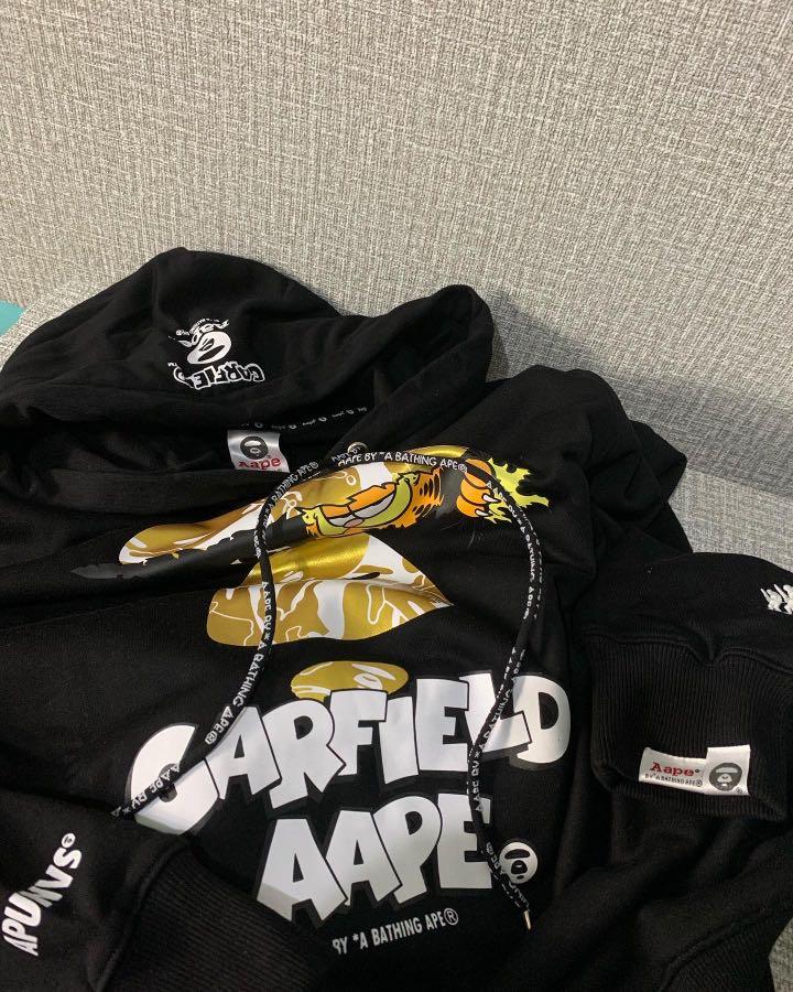 AAPE x Garfield Hoodie, Men's Fashion, Tops u0026 Sets, Hoodies on Carousell