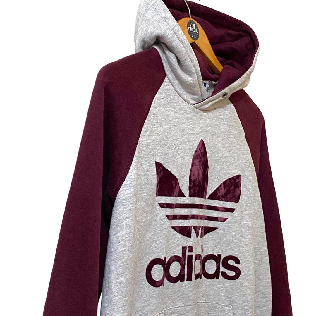Adidas trefoil maroon hoodie best sale