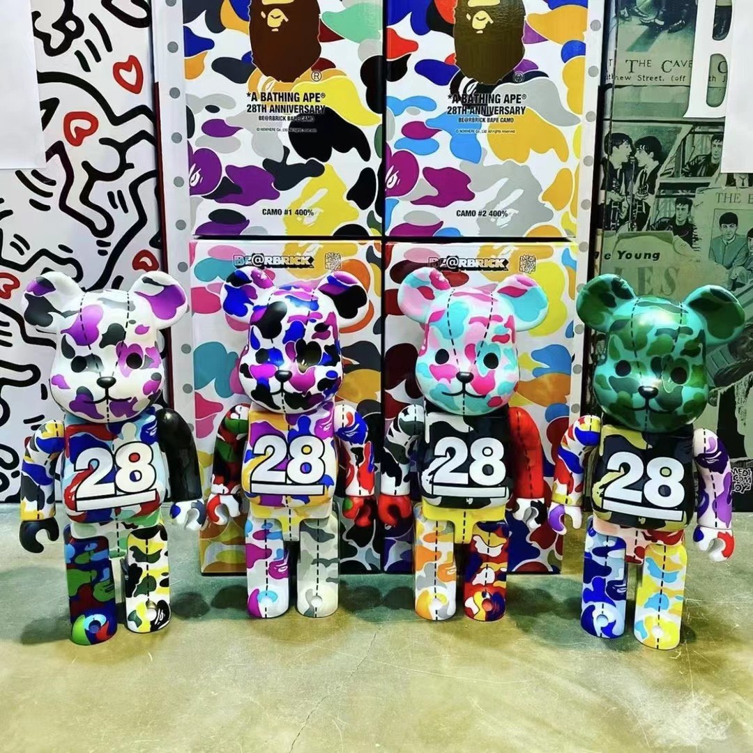 清貨平賣) 1套4隻Bearbrick 400% A Bathing Ape 28th Anniversary Be