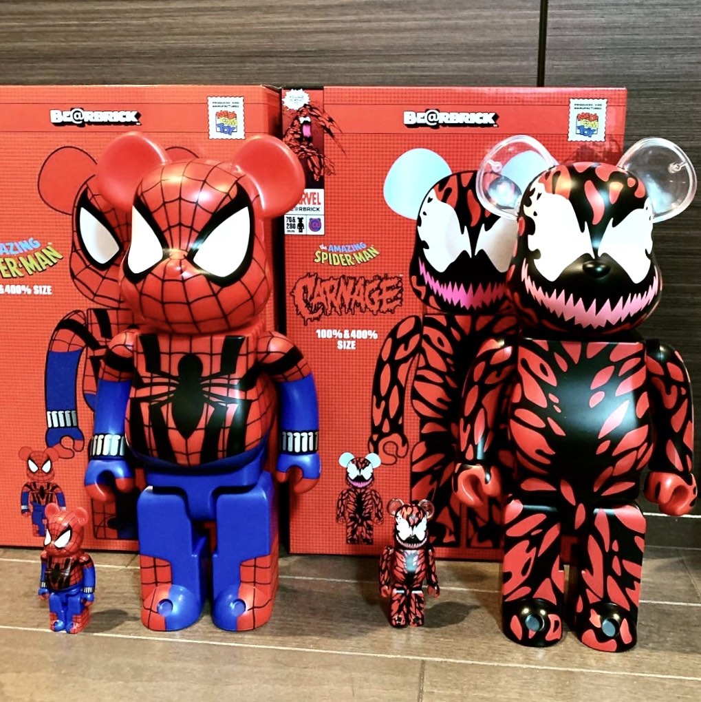 Bearbrick Spider-Man + Carnage Set, 興趣及遊戲, 玩具& 遊戲類