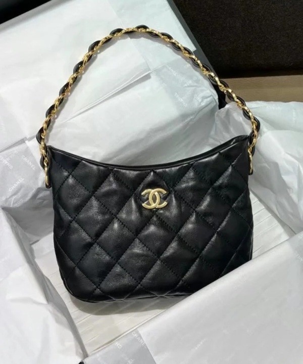 Chanel 22S Pick Me UP Black Caviar Hobo Bag with Antique Hardware 