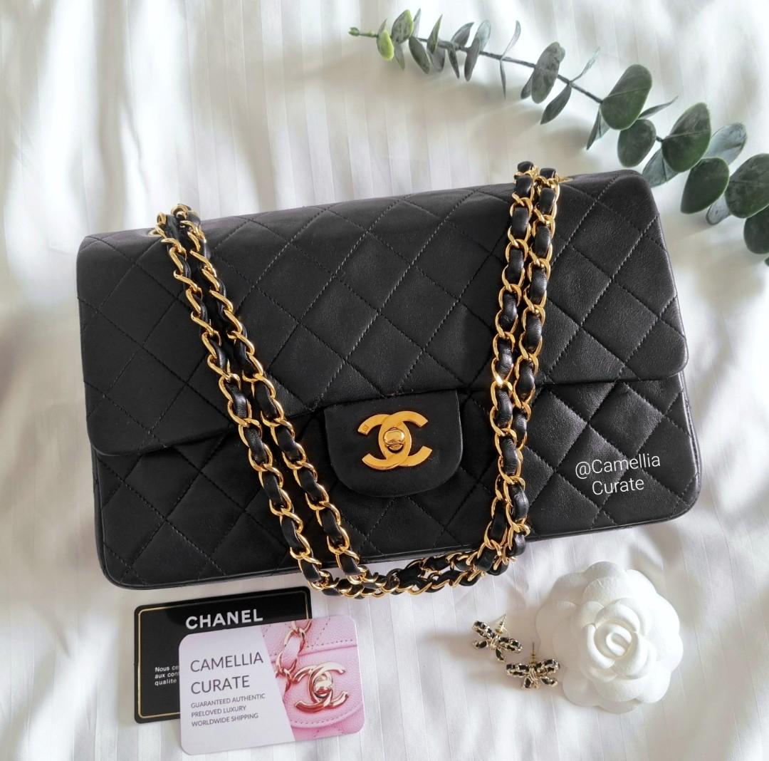 Chanel Medium Classic Flap Vintage Black Lambskin 24k Gold, Luxury, Bags &  Wallets on Carousell