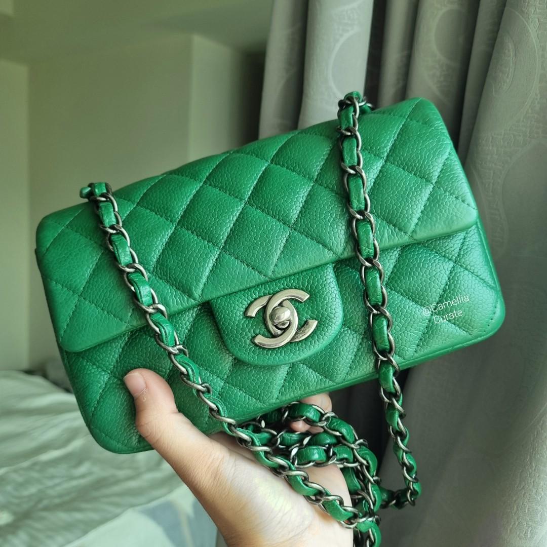 Chanel Green Classic Bag - 38 For Sale on 1stDibs  green chanel.bag, chanel  green bag, chanel classic green