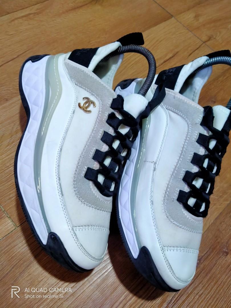 Chanel calfskin and velvet sneakers discount