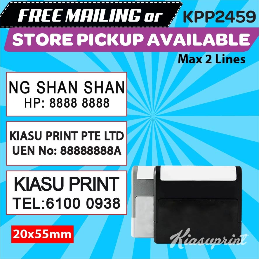 Custom Self Ink Pocket Stamp KP2459 (20mm x 55mm), Hobbies & Toys