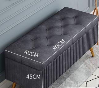 Dark grey Velvet Fabric Storage bench ottoman
