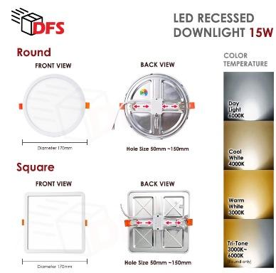 DFS LED LIGHT Recessed Light/LED Downlight Square/ Round Downlight Tri ...