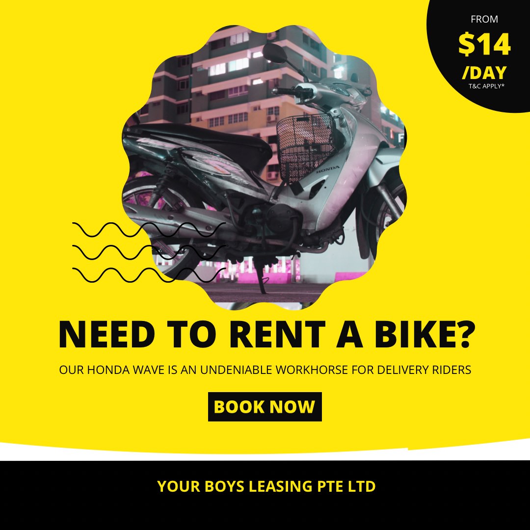 FREE DELIVERY 2B BIKE RENTAL HONDA WAVE FOOD DELIVERY RIDERS