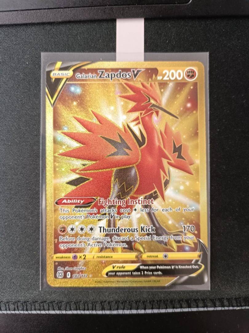 Galarian Zapdos V Gold Secret Rare (182/172) Pokemon TCG Brilliant