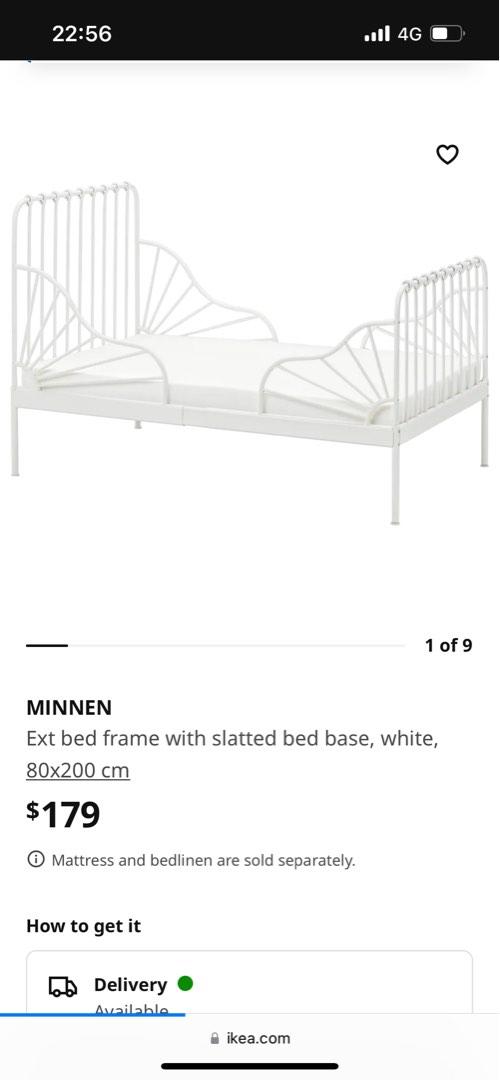 IKEA extendable children bed full set( light green), Furniture & Home