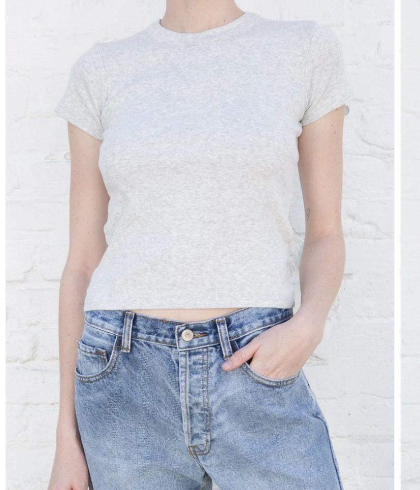 LF Brandy Melville / J.Galt Grey Baby Tee Shirt, Women's Fashion, Tops, Shirts on Carousell