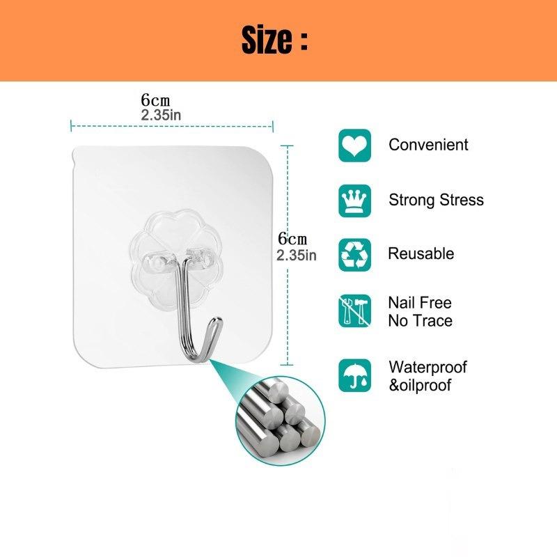 Magic Hook Transparent Wall Kitchen Without Nails Strong Sticky Sucker