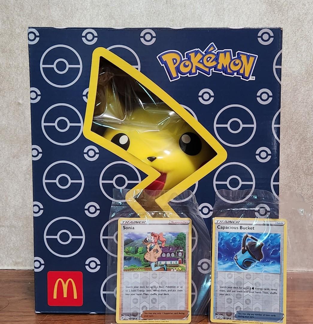 McDonald's Pikachu carrier with TWO trading cards, Hobbies & Toys