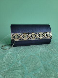 Navy Blue Satin Party Bag / Purse