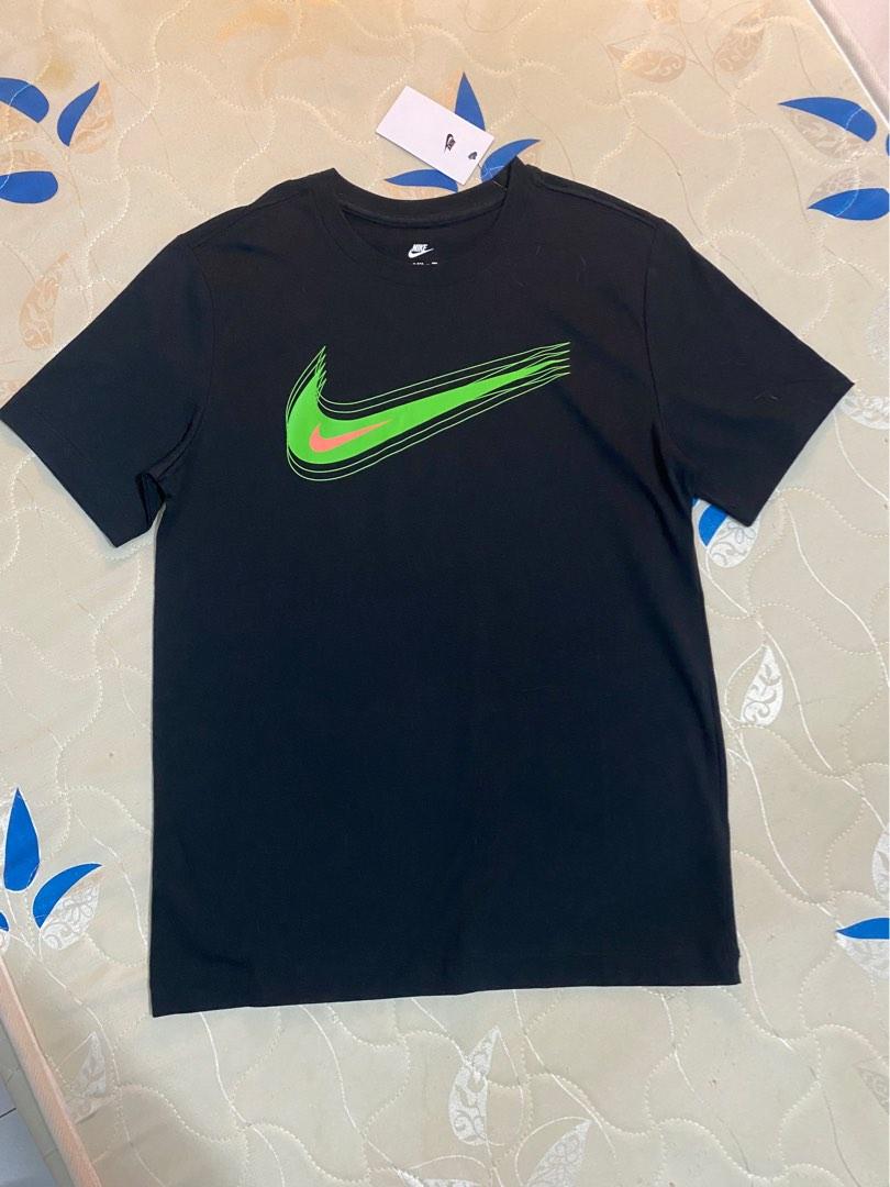 Black nike shirt top with green swoosh