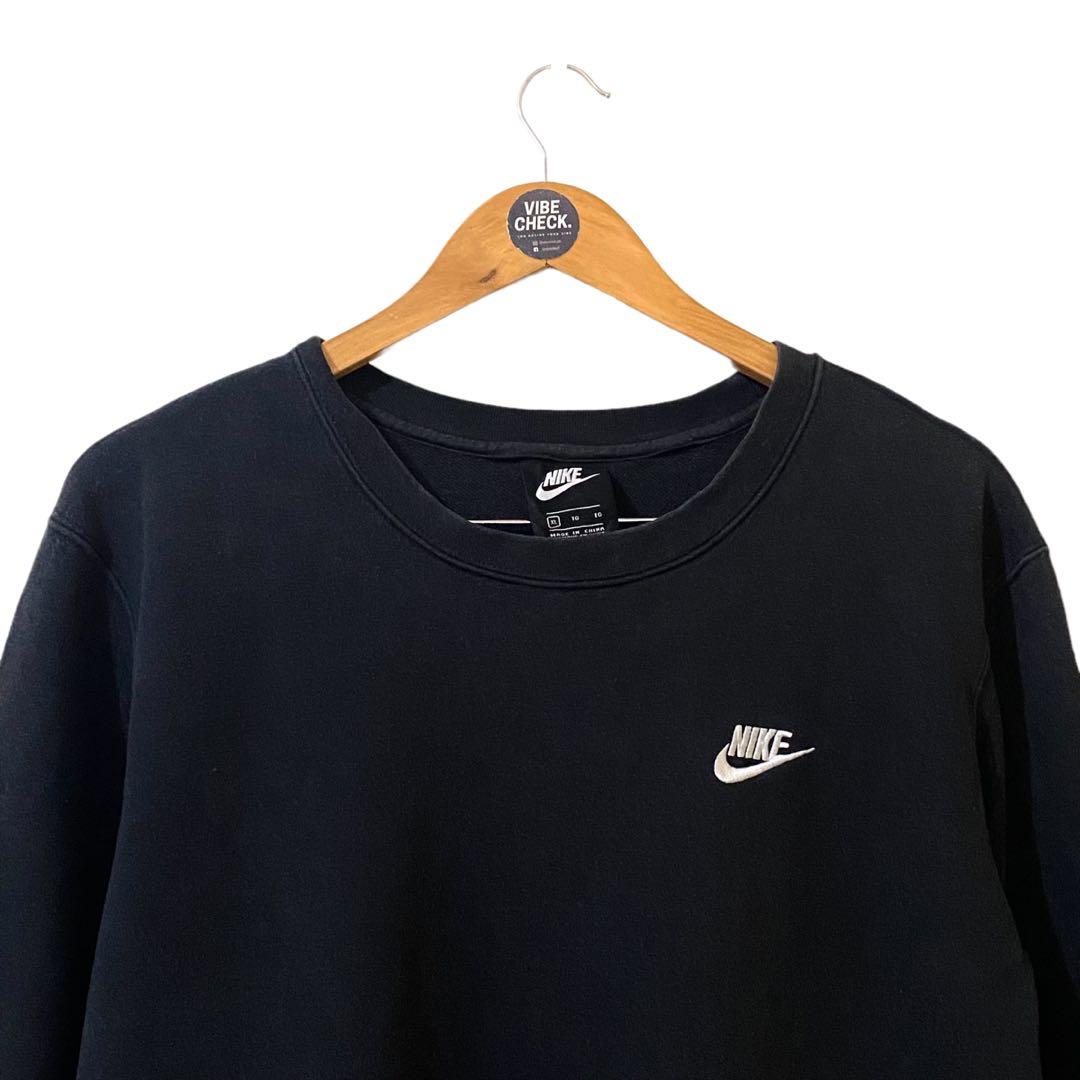 Nike Sportswear Club Fleece Black Crewneck, Men's Fashion, Tops u0026 Sets,  Hoodies on Carousell