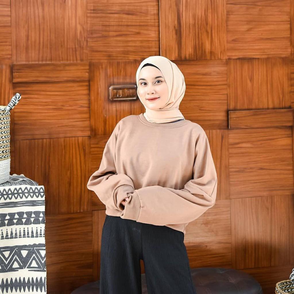 Cardigan Style Hoodie Crop Hijab Ala Korea Ootd Hoodie Mocca Hijab