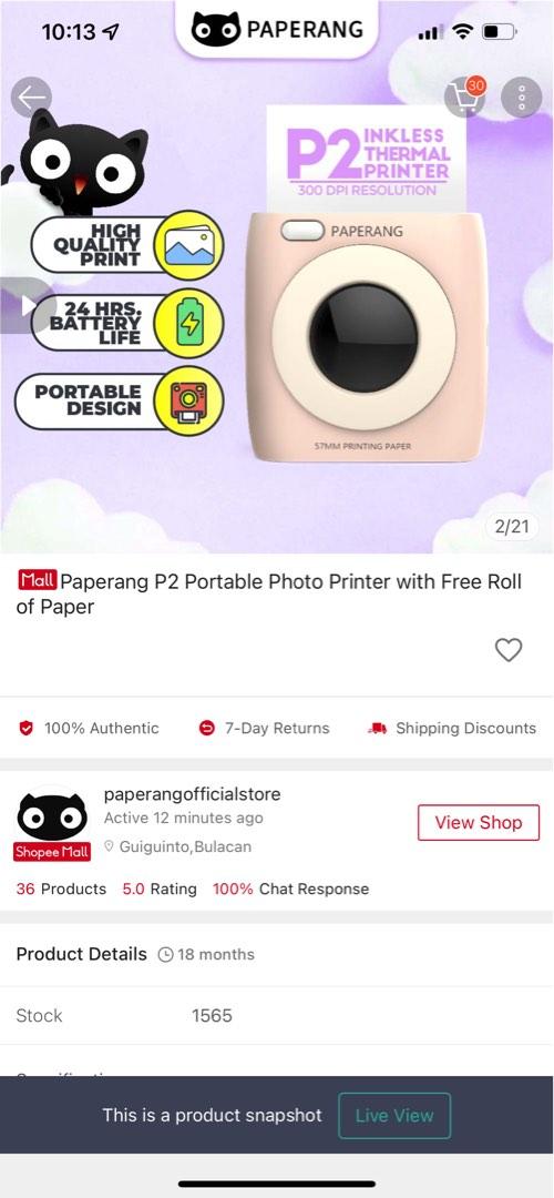 Papering P2 portable printer, Computers & Tech, Printers, Scanners ...
