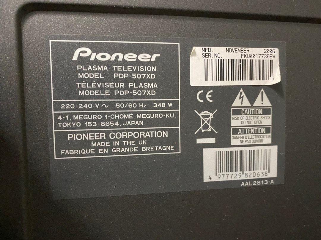Pioneer Plasma TV 50 inch PDP507XD, TV & Home Appliances, TV