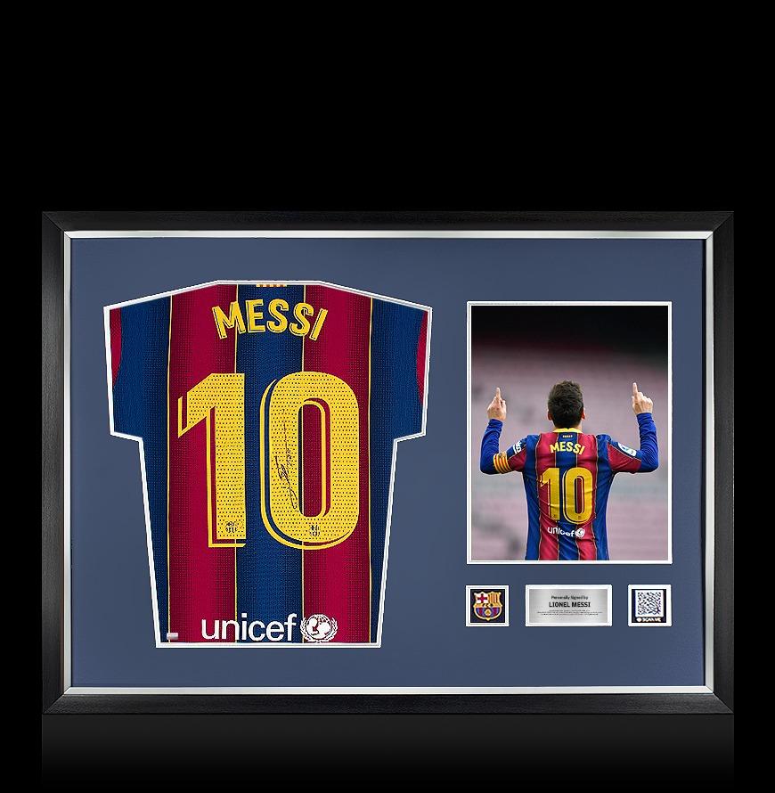 Lionel Messi Official FC Barcelona Back Signed And Framed