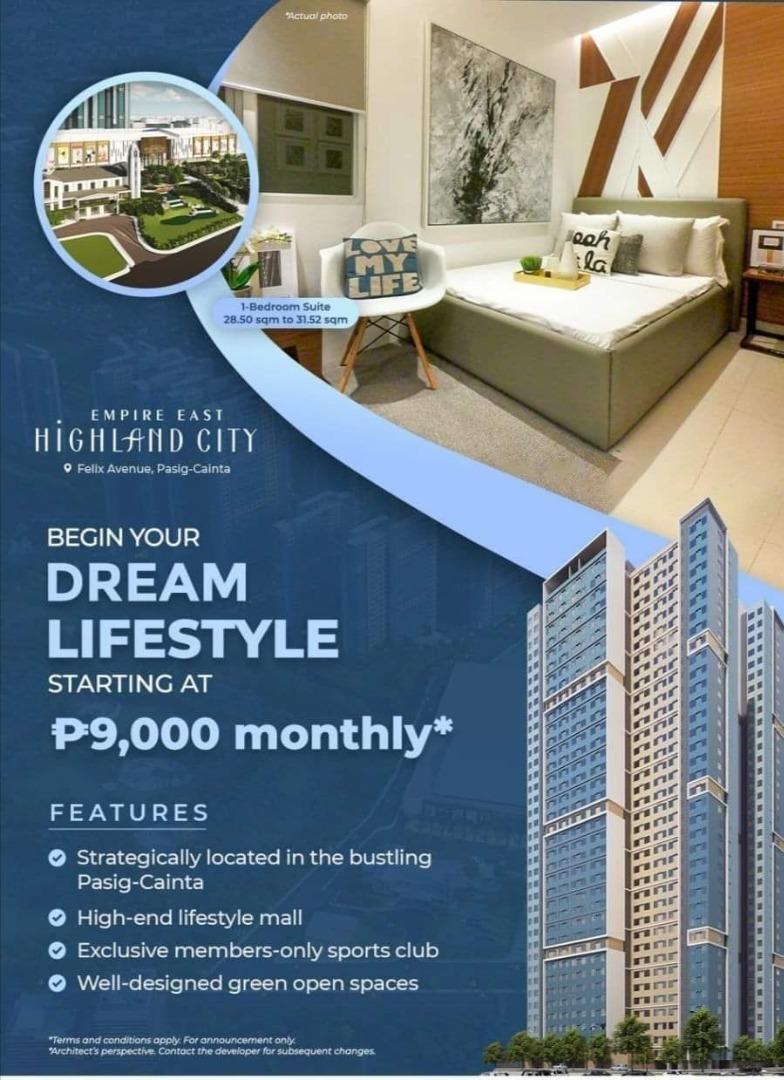 Preselling Studio Unit in Pasig-Cainta EMPIRE EAST HIGHLAND CITY for ...