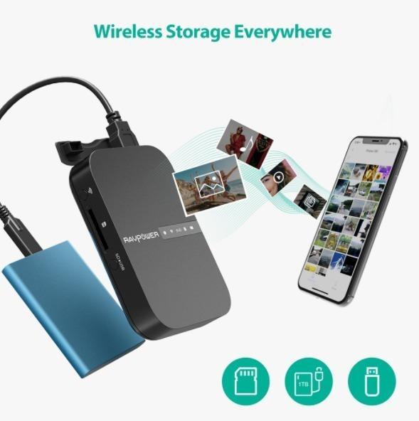 RAVPower FileHub, Travel Router, Wireless SD Card Reader, Photo Backup