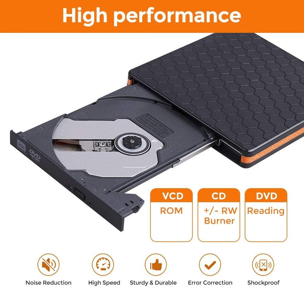 Raycue DVD Drive, External CD Drive with USB 3.0 Type C, Portable